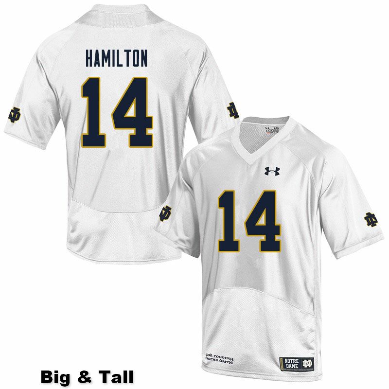 Men's NCAA Notre Dame Fighting Irish #14 Kyle Hamilton Stitched College Under Armour Authentic White Big & Tall Football Jersey KM10D74LJ